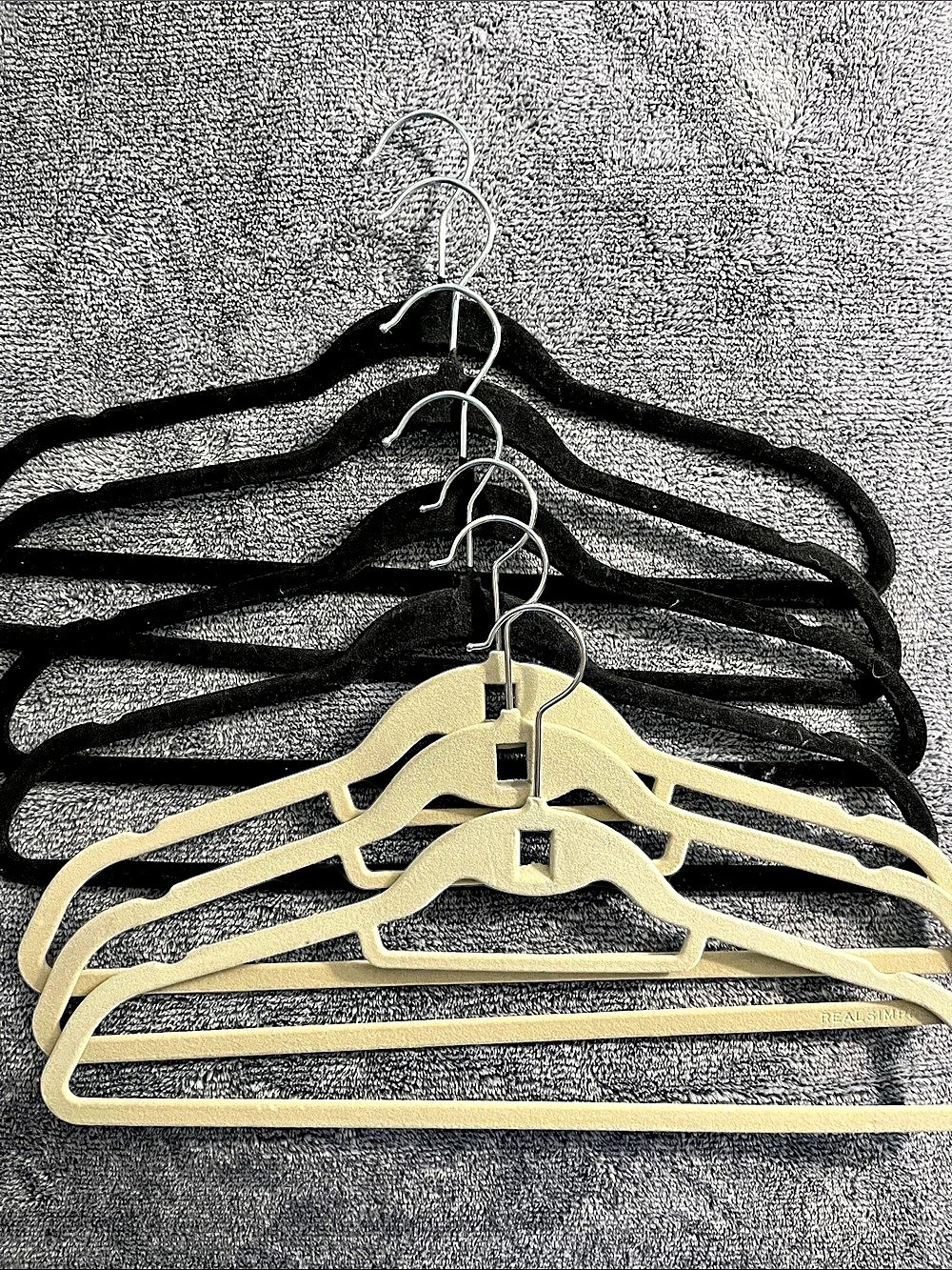 Real Simple Slimline Flocked Suit Hangers Black & Cream